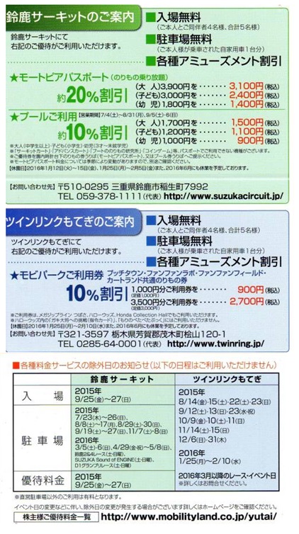 鈴鹿サーキット　入場　無料券